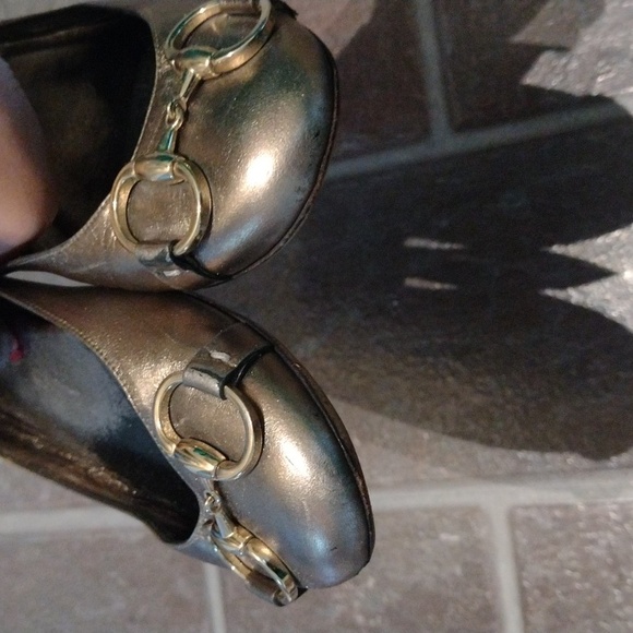 Gucci horses bit Gunmetal ankle strap ballet flats size 36.5C - Picture 6 of 12